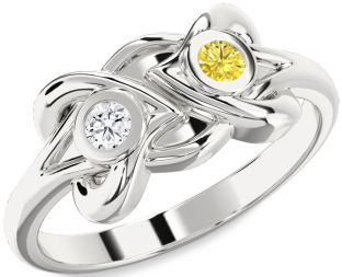 Silver Heart Two Stone Promise Ring