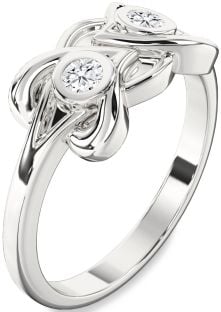 Diamond White Gold Heart Two Stone Ring