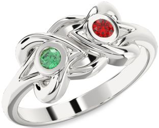 Silver Heart Two Stone Promise Ring