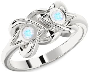 Moonstone Silver Heart Two Stone Ring