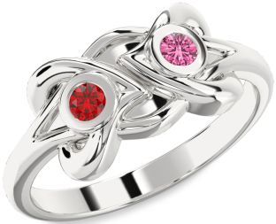 Silver Heart Two Stone Promise Ring