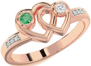 Diamond Rose Gold Heart Two Stone Promise Ring