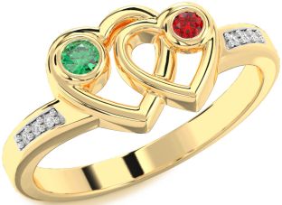 Diamond Gold Heart Two Stone Promise Ring
