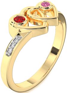 Diamond Gold Heart Two Stone Promise Ring