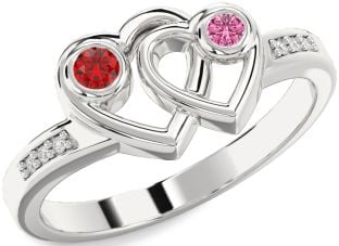 Diamond Platinum Heart Two Stone Promise Ring