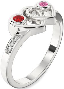 Diamond Platinum Heart Two Stone Promise Ring