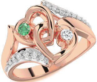 Diamond Rose Gold Heart Two Stone Promise Ring
