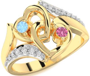 Diamond Gold Heart Two Stone Promise Ring