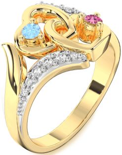 Diamond Gold Heart Two Stone Promise Ring