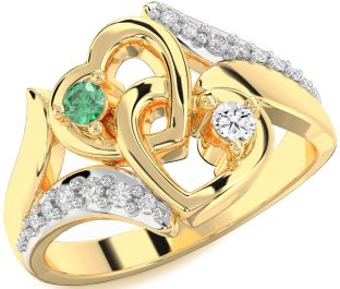 Diamond Gold Heart Two Stone Promise Ring