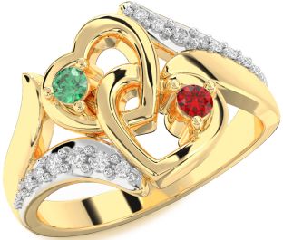 Diamond Gold Heart Two Stone Promise Ring