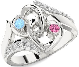 Diamond White Gold Heart Two Stone Promise Ring