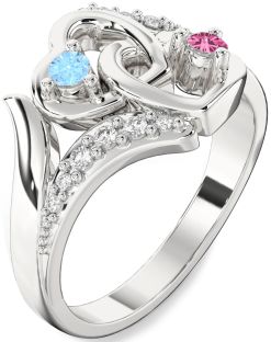 Diamond Platinum Heart Two Stone Promise Ring