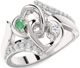 Diamond Platinum Heart Two Stone Promise Ring