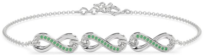 Emerald Platinum Infinity Chain Bracelet
