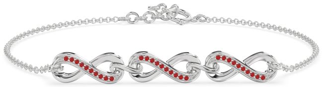 Ruby Silver Infinity Chain Bracelet