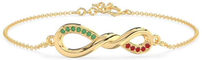 Emerald & Ruby Gold Infinity Chain Bracelet