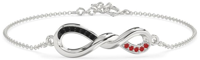 Black Diamond & Ruby Platinum Infinity Chain Bracelet