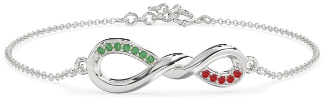 Emerald & Ruby Platinum Infinity Chain Bracelet