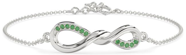 Emerald Platinum Infinity Chain Bracelet