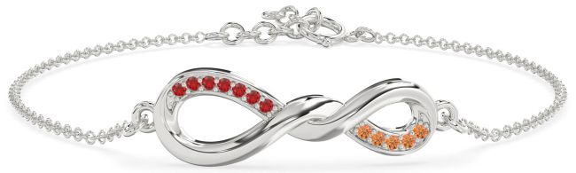 Ruby & Citrine Platinum Infinity Chain Bracelet