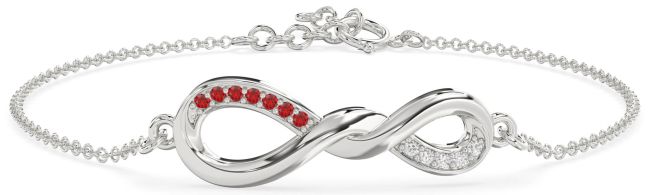 Diamond & Ruby Platinum Infinity Chain Bracelet