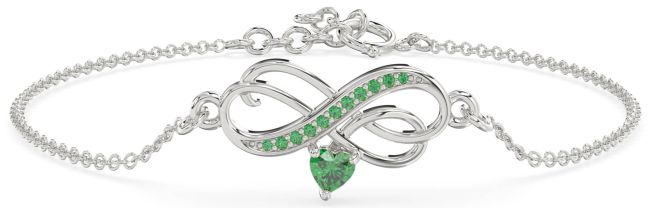 Emerald Platinum Infinity Interlock Chain Bracelet