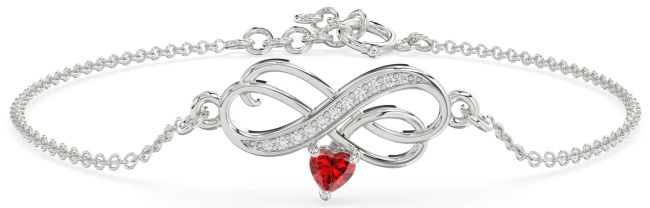 Diamond & Ruby Platinum Infinity Interlock Chain Bracelet