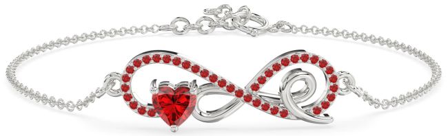 Ruby Platinum Infinity Heart Chain Bracelet