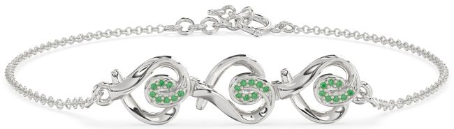 Emerald Platinum Heart Chain Bracelet