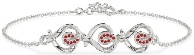 Ruby Platinum Heart Chain Bracelet