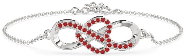 Ruby Platinum Heart Infinity Chain Bracelet