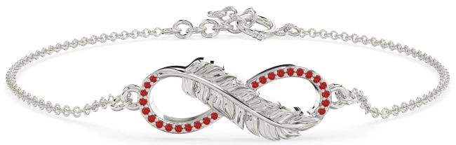 Ruby Platinum Feather Infinity Chain Bracelet