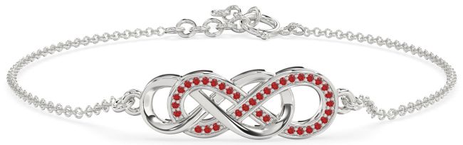 Ruby Silver Infinity Interlock Chain Bracelet