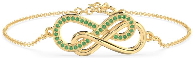Emerald Gold Infinity Interlock Chain Bracelet