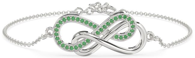 Emerald Silver Infinity Interlock Chain Bracelet