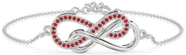 Ruby Silver Infinity Interlock Chain Bracelet