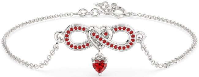 Ruby Platinum Infinity Heart Chain Bracelet