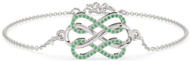 Emerald Platinum Infinity Interlock Chain Bracelet