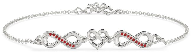 Ruby Platinum Infinity Heart Chain Bracelet
