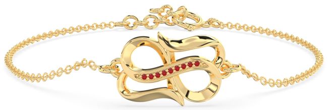 Ruby Gold Infinity Chain Bracelet