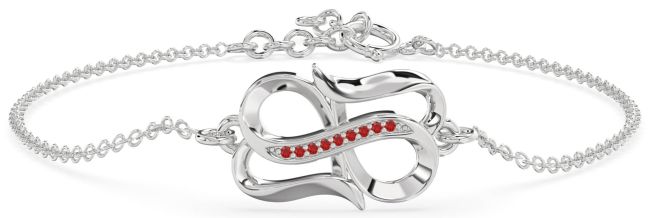 Ruby Silver Infinity Chain Bracelet