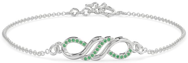 Emerald Platinum Infinity Chain Bracelet