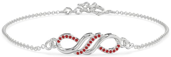 Ruby Silver Infinity Chain Bracelet