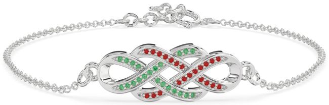 Emerald & Ruby Platinum Infinity Irish Chain Bracelet