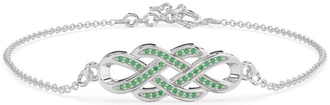 Emerald Platinum Infinity Irish Chain Bracelet