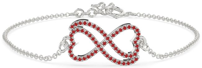 Ruby Platinum Heart Infinity Chain Bracelet