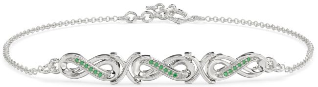 Emerald Platinum Infinity Chain Bracelet