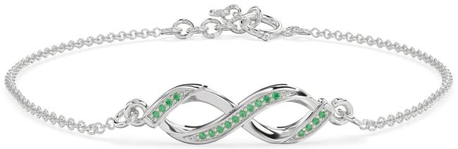 Emerald Platinum Infinity Chain Bracelet