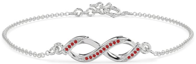 Ruby Silver Infinity Chain Bracelet